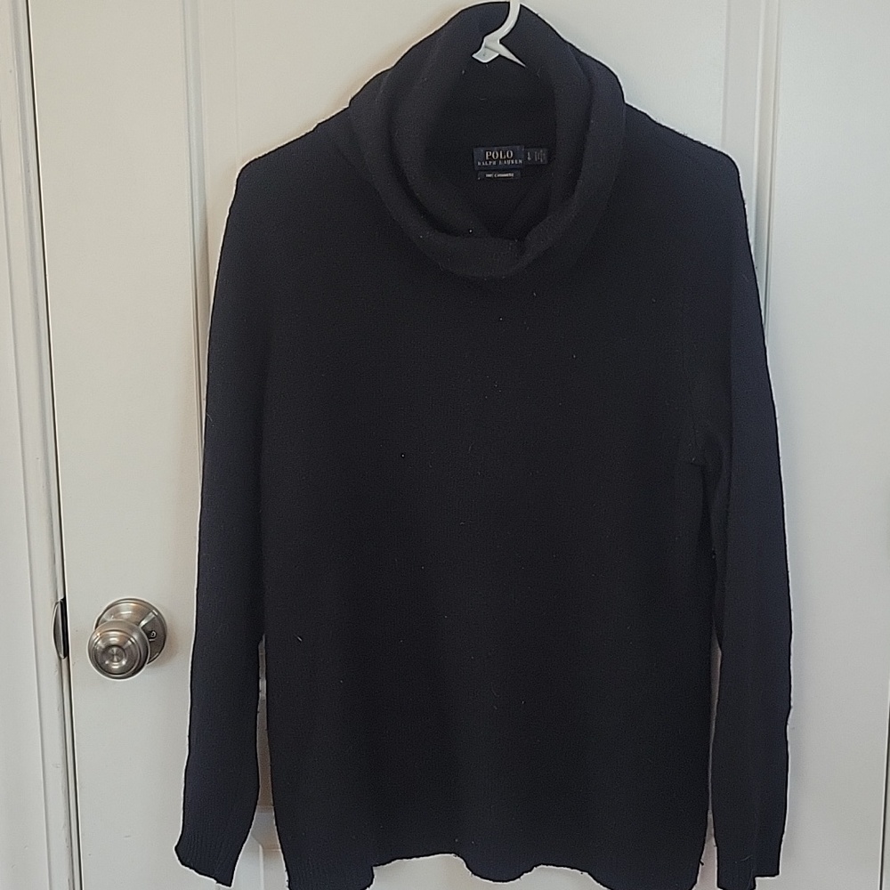 Polo Ralph Lauren Black Washable Cashmere Turtleneck Sweater